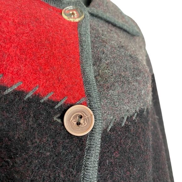 Vtg Liz Claiborne Cardigan Sweater Womens 1X Petite Wool Artsy Boho Cottage Art - Picture 12 of 15